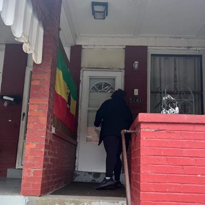 Passing out Rental Flyers