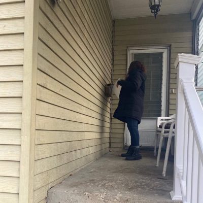 Passing out Rental Flyers