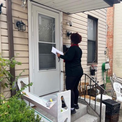 Passing out Rental Flyers